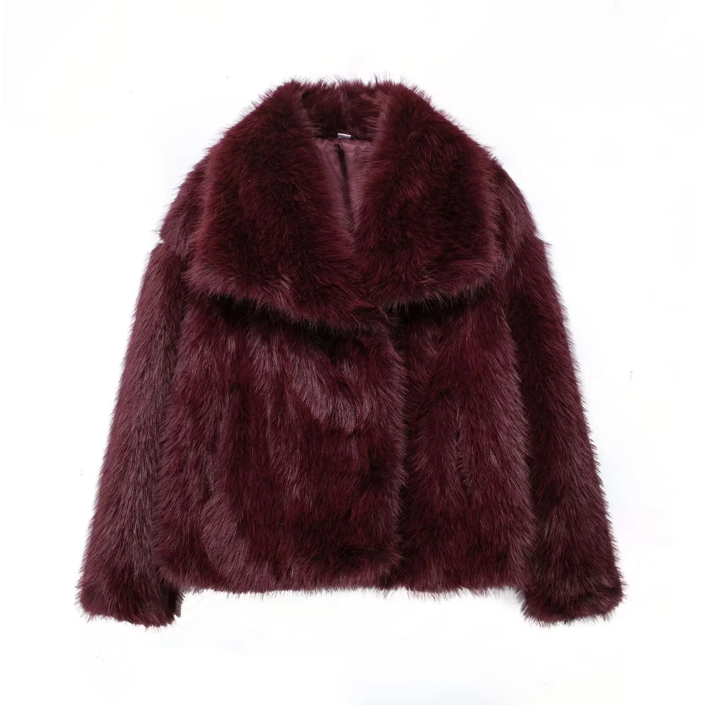 Chaqueta Corta Mujer Invierno | Abrigo Pelo Sintético con Cuello Solapa y Botones Snap Chic Elegante