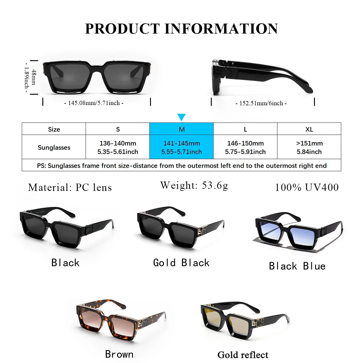 Gafas de Sol Retro Negras Millionaire | Lujo Cuadradas Unisex Hombre & Mujer 2025