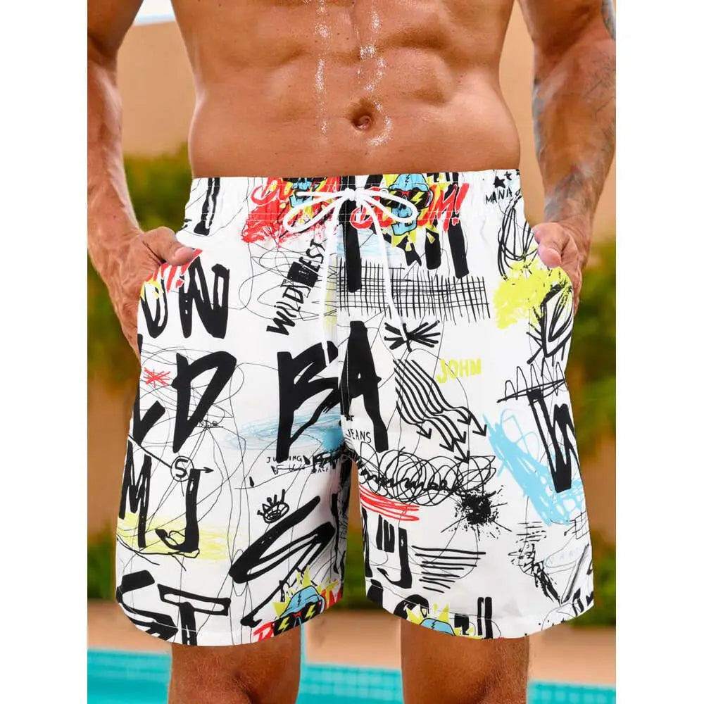Shorts de Playa para Hombre 2025 con Forro de Malla y Estampado 3D de Plantas – Bañador Verano Transpirable y Secado Rápido