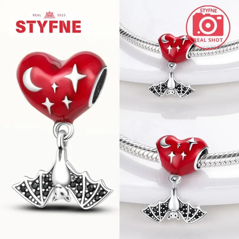 Charm Colgante de Halloween Plata 925 | Bruja Mágica con Efecto Luminoso para Pulsera Original