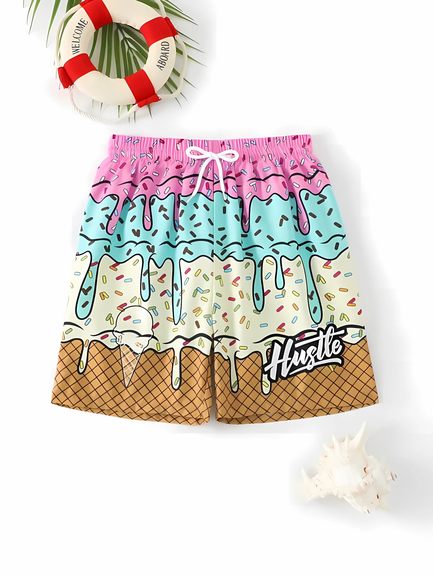 Bañador Hombre Helado 3D | Shorts Playa Y2K Secado Rápido Tallas Grandes – Bermuda Verano