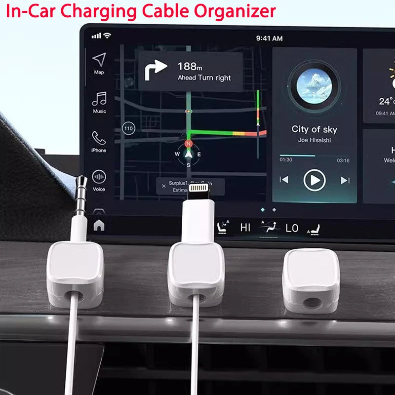Magnetic Cable Clip Adhesivo Organizador de Cables 7.5mm para Escritorio, Oficina y Hogar – 6 Piezas