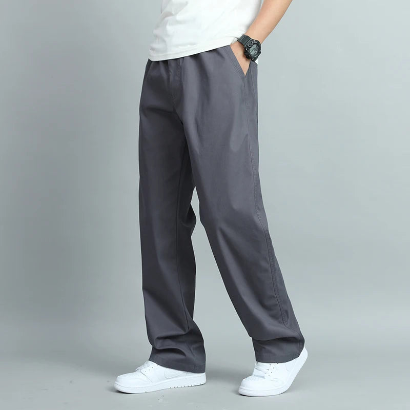 Pantalones Casuales de Algodón para Hombre – Tallas Grandes, Corte Suelto, Rectos, Múltiples Bolsillos, Jogger Largo, Verano y Otoño