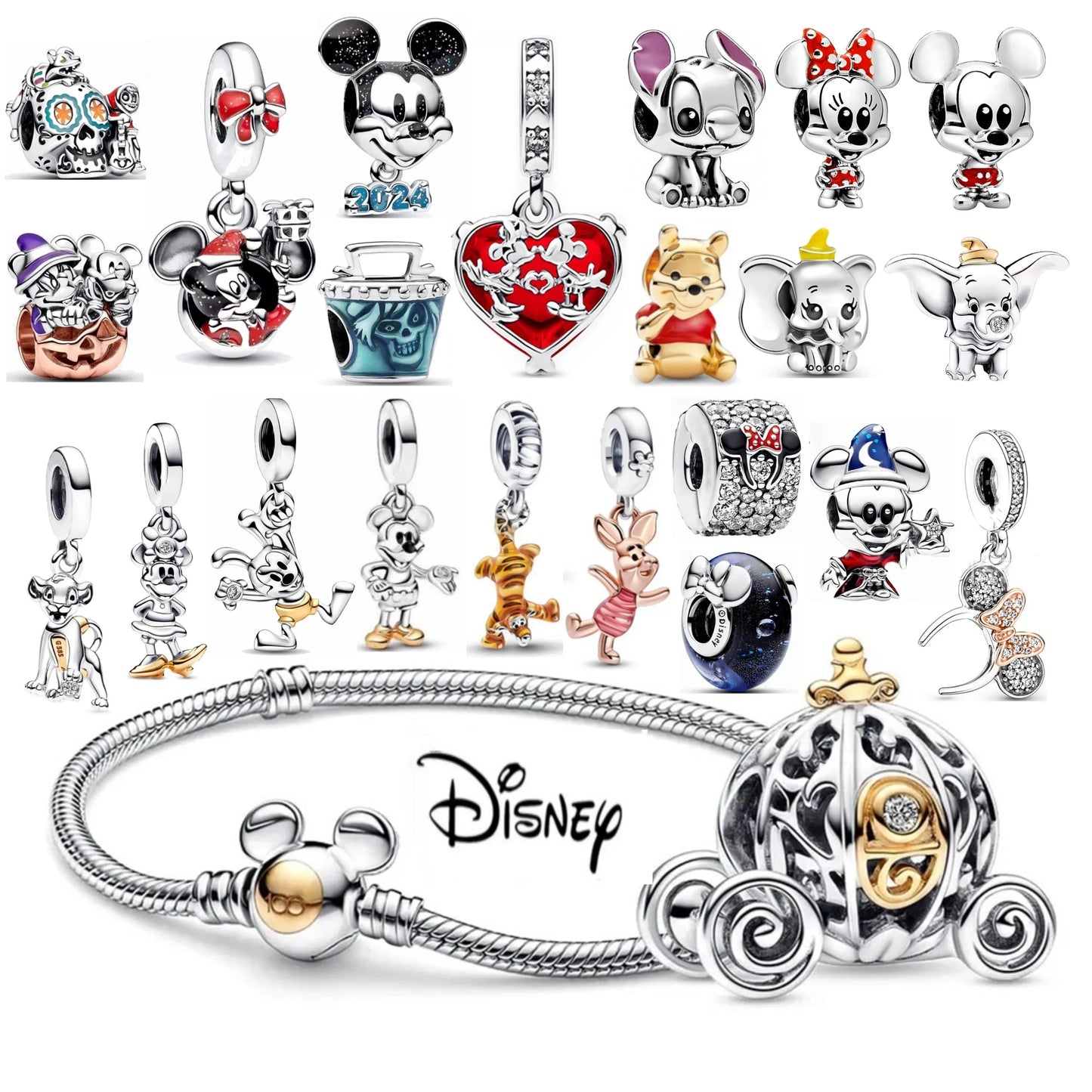 Charm Disney 100º Aniversario Mickey Mouse – Abalorios Princesa y Calabaza para Pulseras Originales Mujer