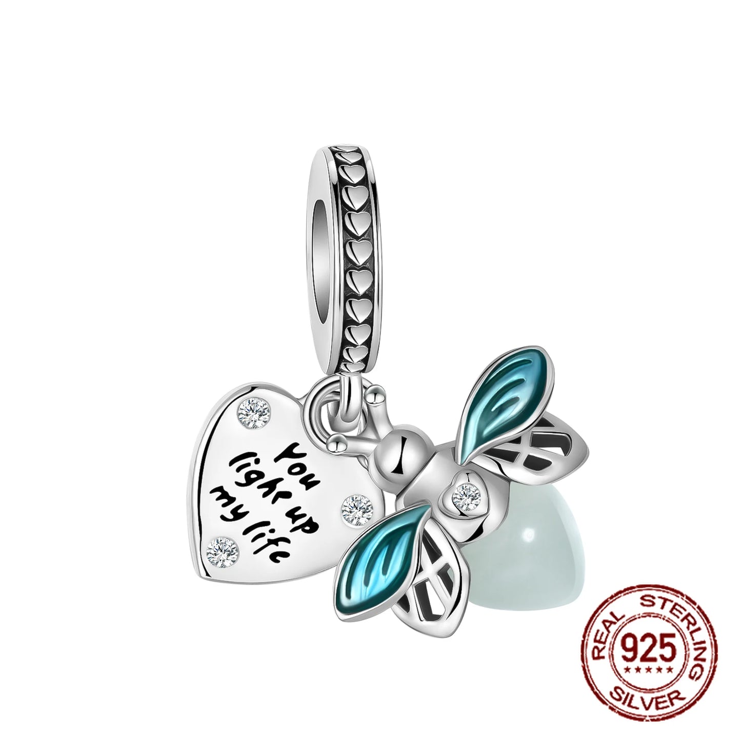 Charm avión y luciérnaga en plata 925 – Amor y viaje, compatible Pandora, pulsera y collar DIY mujer