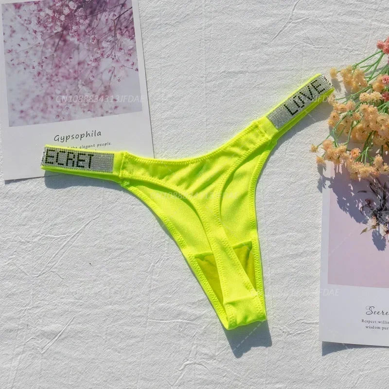 Tanga Mujer 2025 | Lencería Sexy con Rhinestones y Push-Up