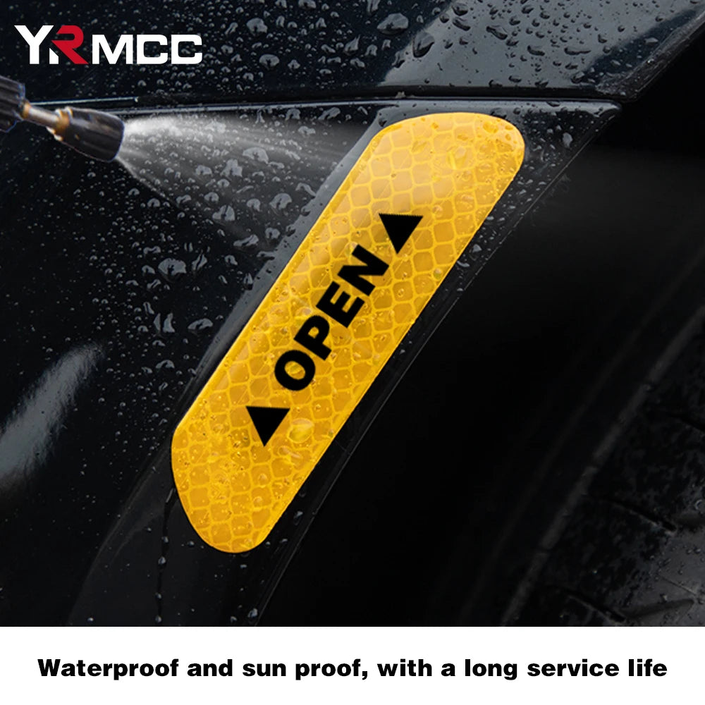 4PCS Stickers Reflectivos Puerta Auto – Cinta Advertencia Seguridad