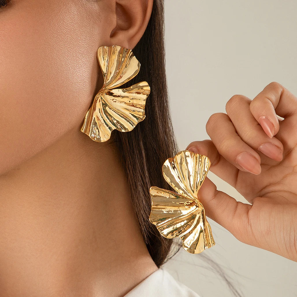 Pendientes Hoja de Arce Grandes – Aretes Punk Geométricos Dorados o Plateados para Mujer, Joyería Y2K de Moda