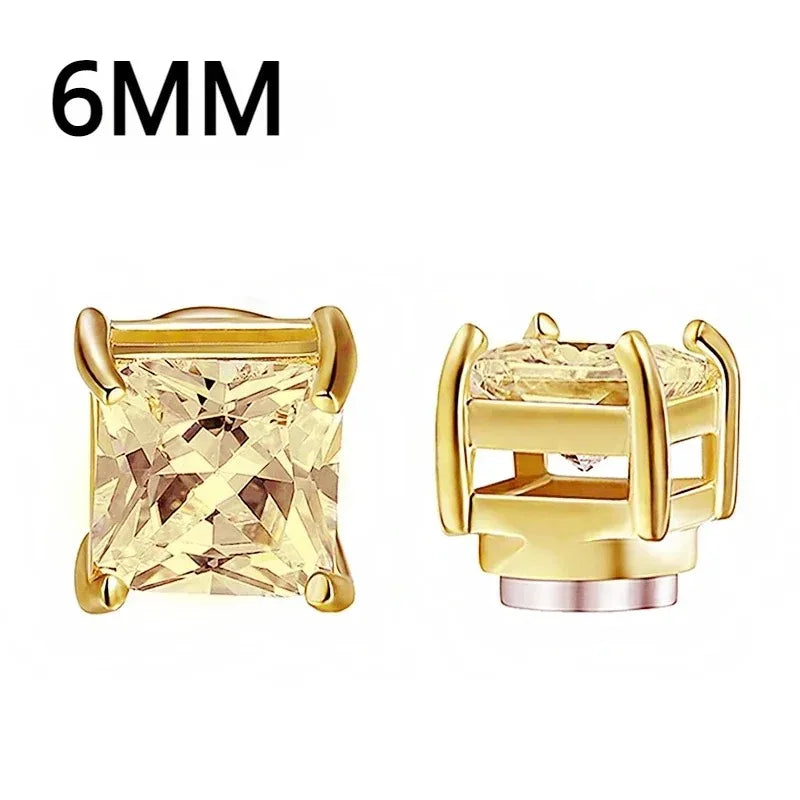 Pendientes Magnéticos de Cristal Unisex | Aros Punk con Zirconia | Joyería sin Perforación para Hombres y Mujeres