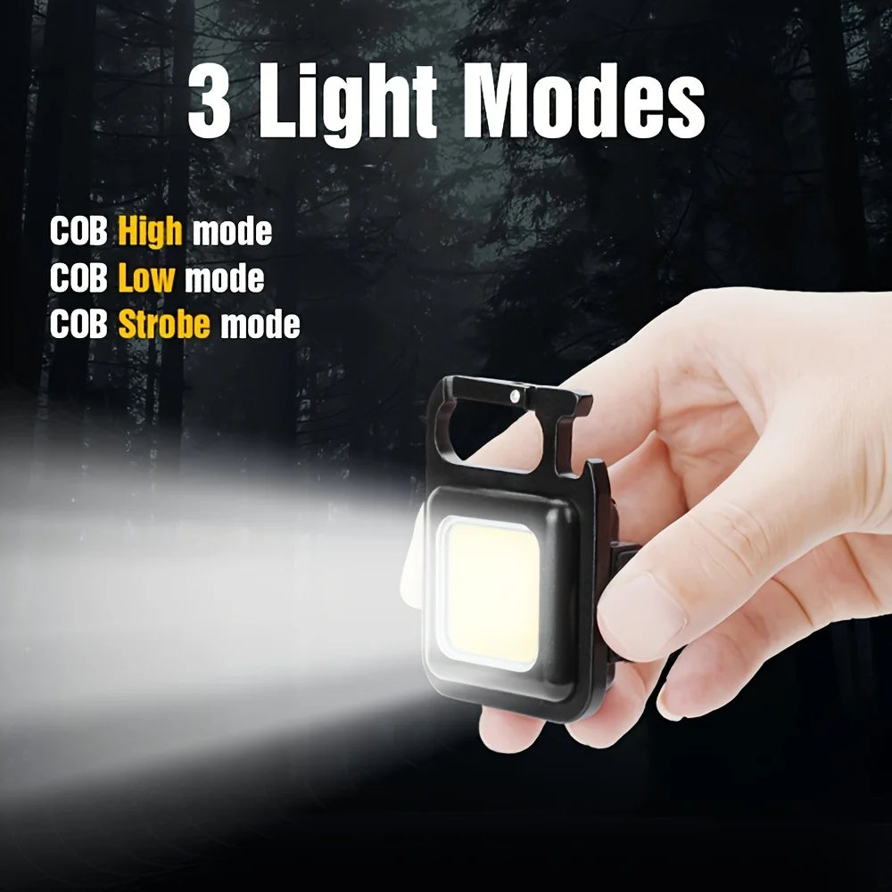 Mini Linterna LED COB Recargable USB – Llavero Portátil con Imán, 4 Modos de Luz para Camping, Pesca y Emergencias