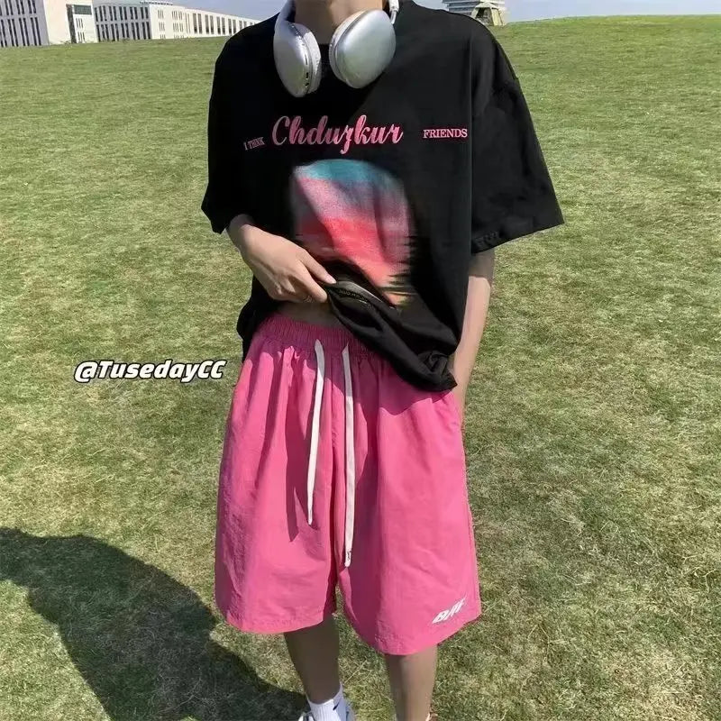 Shorts Vintage Japoneses Y2K para Hombre 2025 – Pantalones de Playa Holgados, Secado Rápido, Cargo y Estilo Hip-Hop