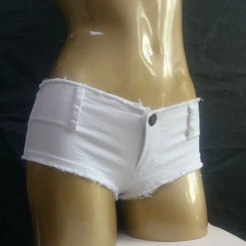 Shorts Vaqueros Mujer Sexy | Micro Mini Denim Cintura Baja con Flecos Clubwear Vintage