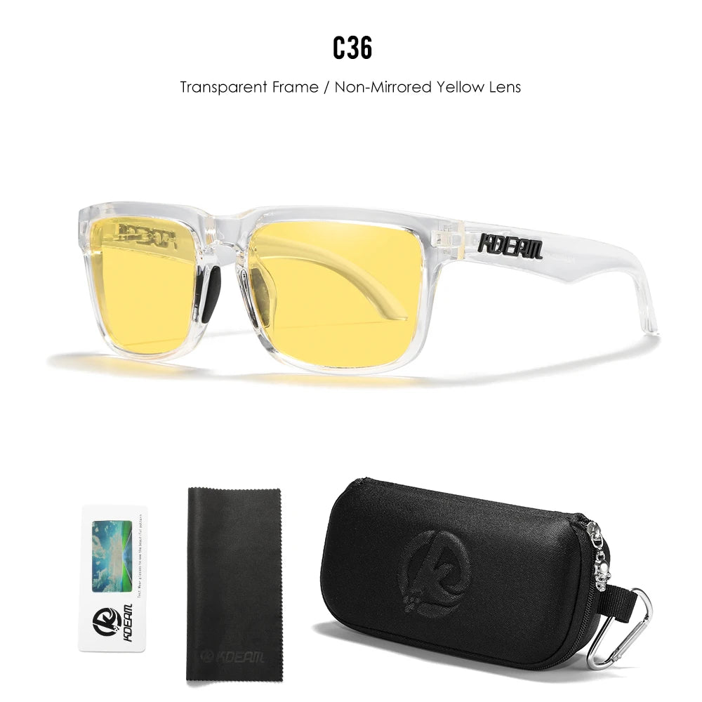 Gafas de Sol Polarizadas KDEAM Unisex | Diseño Cuadrado Casual con Estuche Rígido