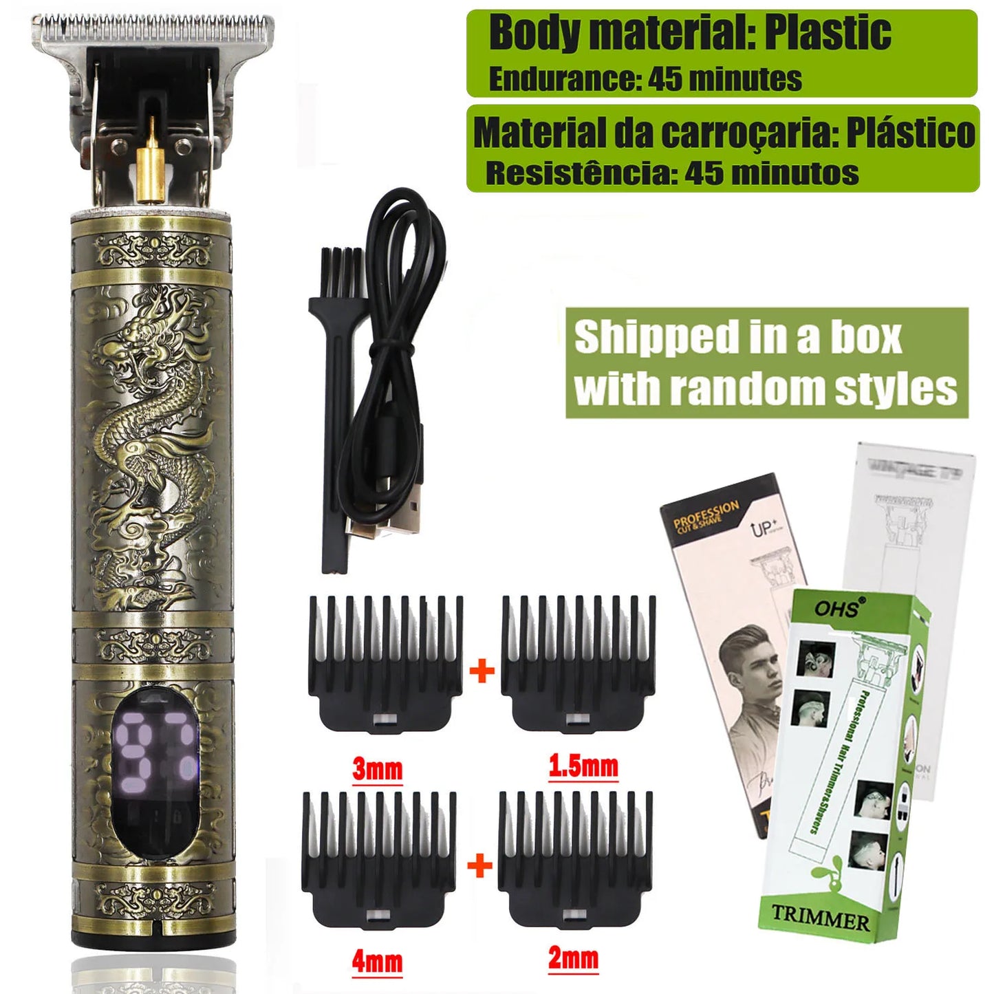 Máquina de corte T9 profesional – Cortapelos eléctrico 0 mm para barba, cabello y cuerpo con diseño recargable para barberos y uso en casa
