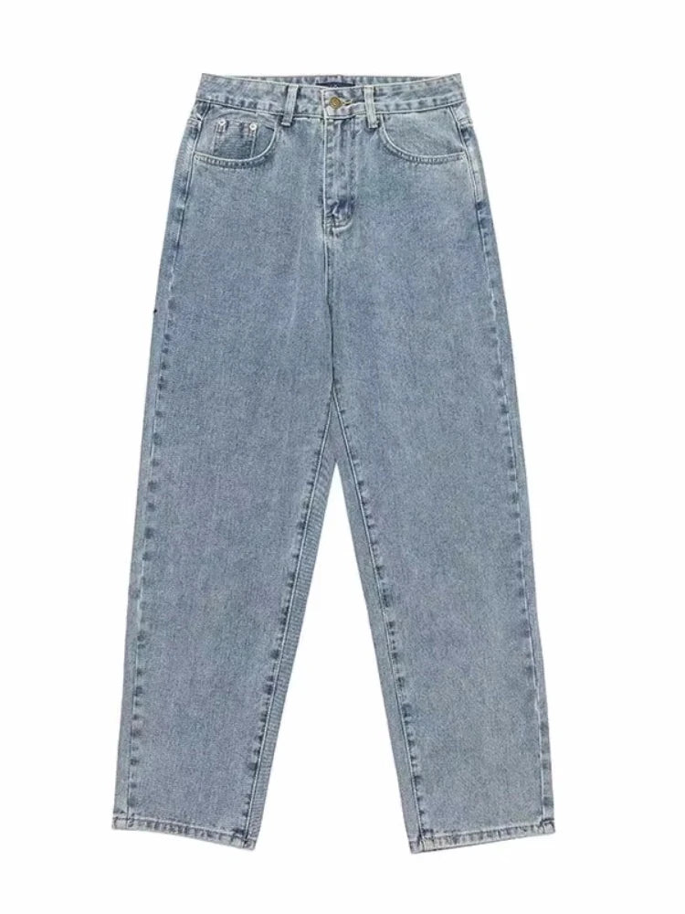 Jeans Casual Oversize Baggy para Hombre – Pantalones Denim Rectos Pierna Ancha Luz Azul Y2K Streetwear Primavera Otoño