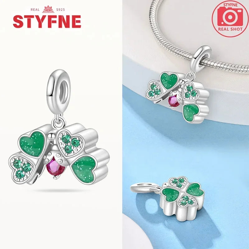 Charm Trébol de Cuatro Hojas en Plata 925 – Abalorios Suerte para Pulseras Originales Mujer