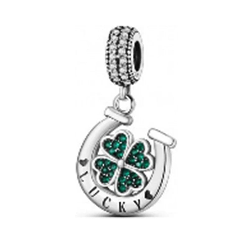 Charm trébol verde dopamina en plata 925 – Flor del bosque para pulsera DIY compatible Pandora mujer
