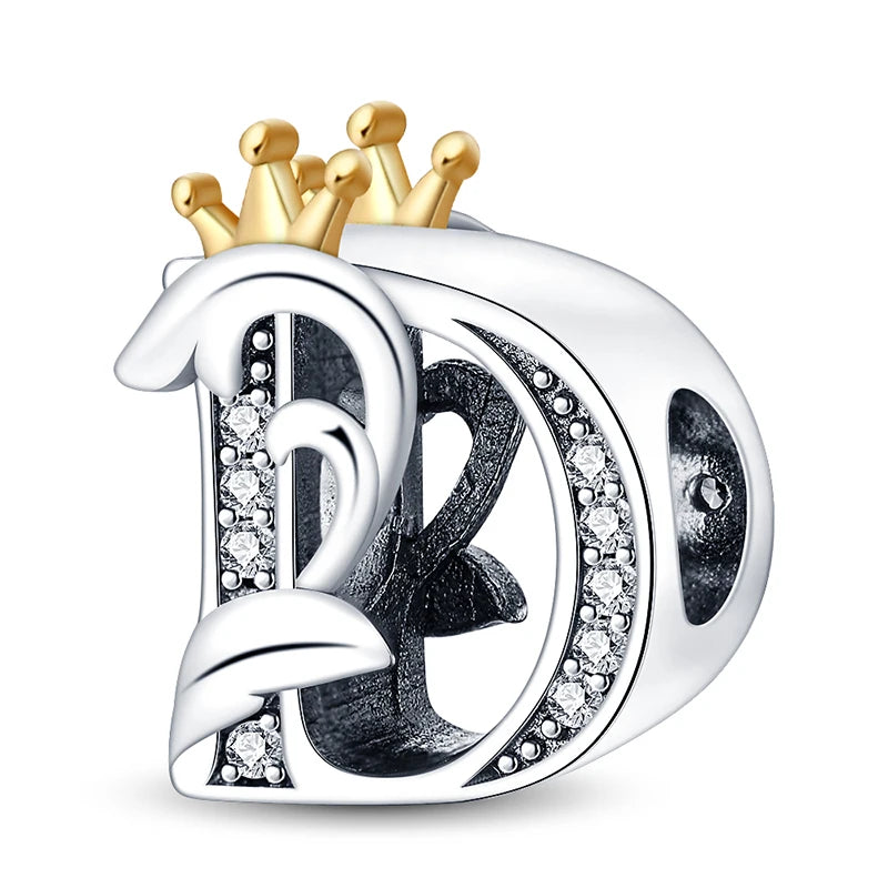 Charm letras alfabeto inglés de plata 925 – Colgante inicial A-Z para pulsera tipo Pandora, joyería DIY personalizada