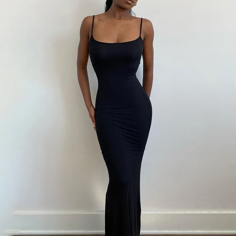 Vestido Largo Sexy Mujer Verano | Ajustado sin Mangas con Tirantes y Diseño Cola de Sirena Push Up