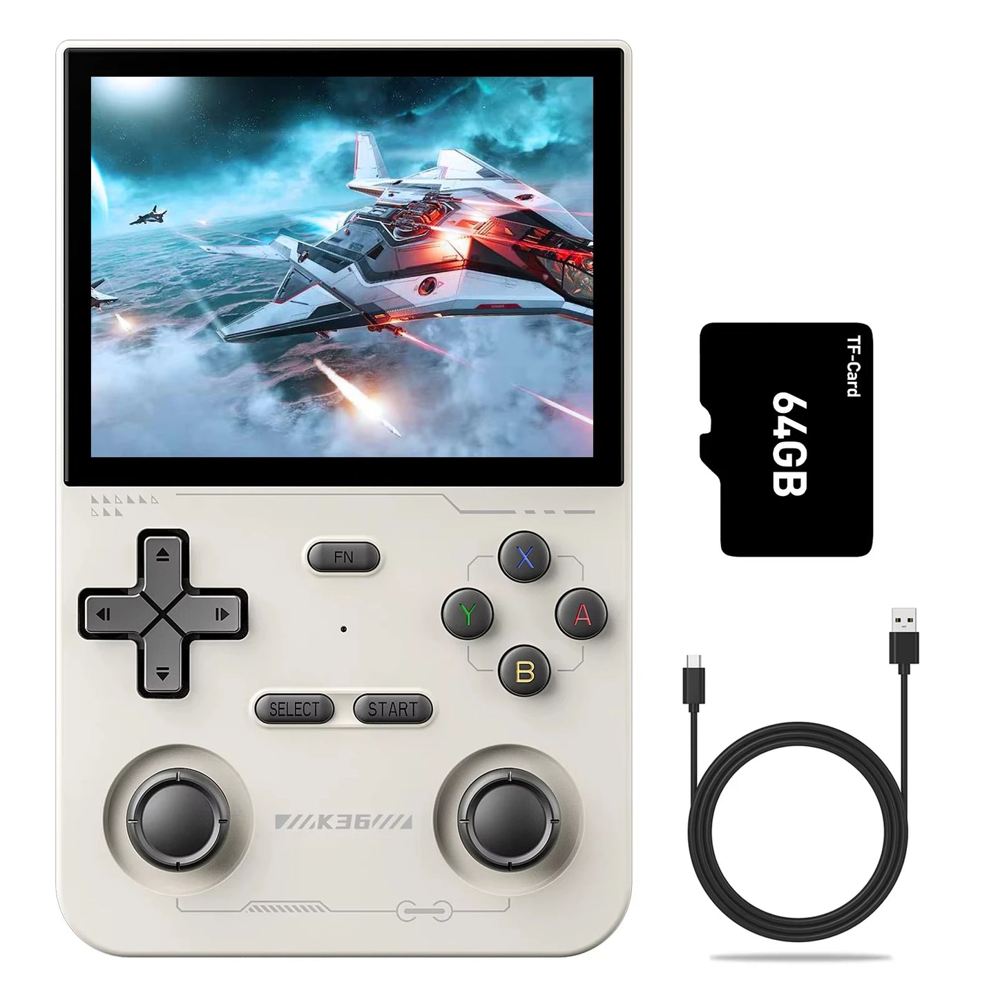 K36 Retro Handheld Game Console – Consola Portátil 3.5” IPS Linux con 64GB para PS1/PSP/N64