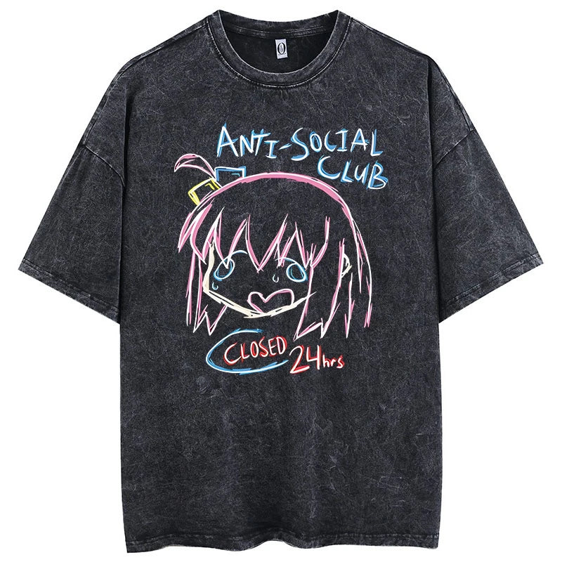 Camiseta Oversized Bocchi Club | Anime Bocchi The Rock Hombre | Algodón Estampada Creativa