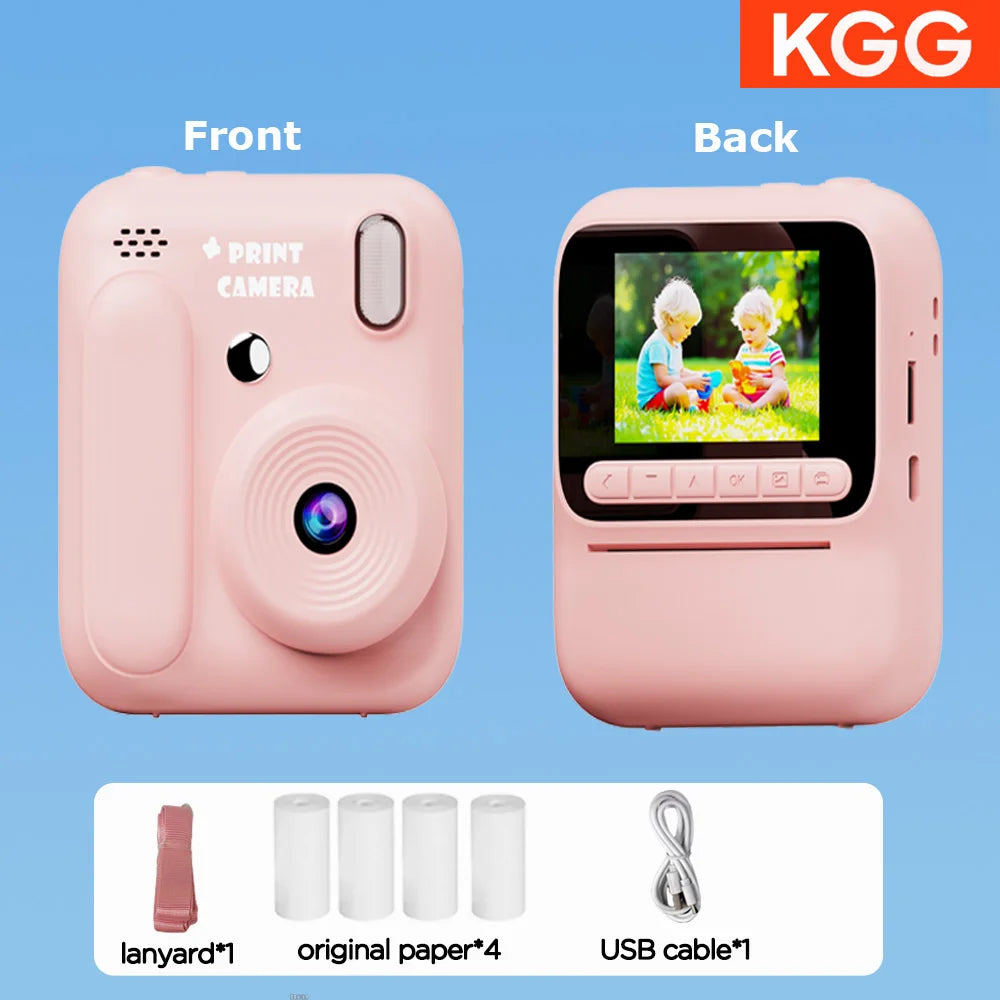 Cámara instantánea infantil a color – Cámara de fotos y video 1080P con impresión térmica, juegos y memoria 32GB para niños
