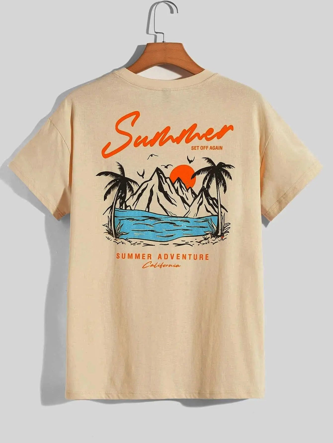 Camiseta Hombre 2025 | “Off Again Adventure” Estilo Verano Casual Oversize