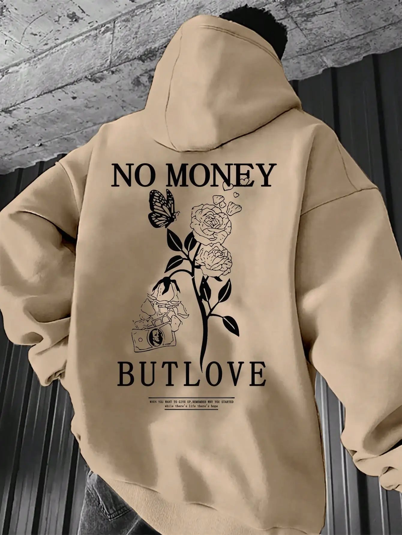 Hoodie Floral Pareja – Sudadera con Capucha Hombre Oversize, Estampado de Letras para Primavera y Otoño