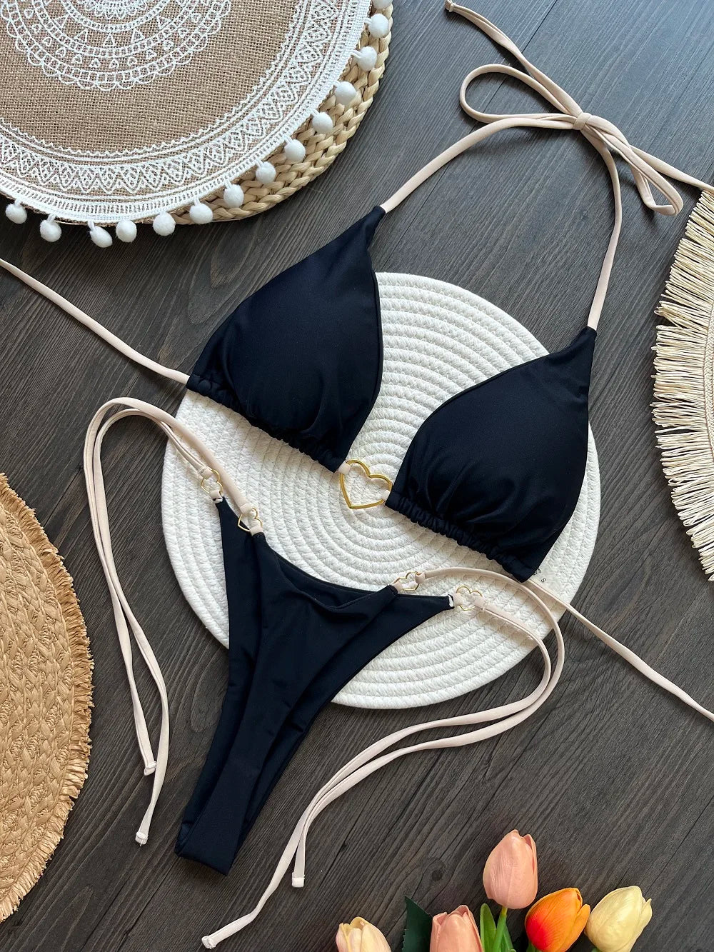 Bikini Sexy Mujer Halter | Set de Baño 2 Piezas Triángulo Tanga Brasileño RUOTONSEPT