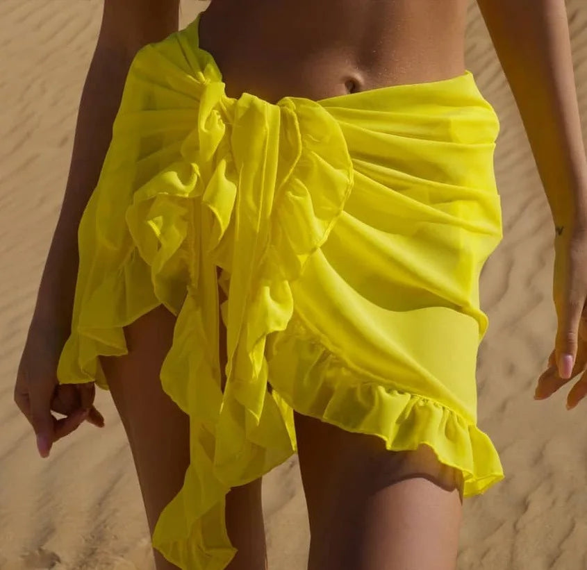 Falda Pareo Bikini Mujer 2025 | 6 Colores Volantes Protección Solar Playa