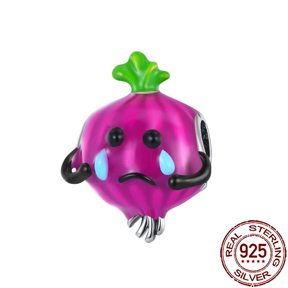 Charm Comida Divertida en Plata 925 – Café, Pastel, Frutas, Hamburguesa y Papas | Compatible Pandora 2025