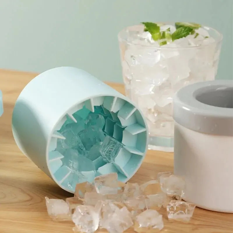 Molde de Hielo de Silicona | Cubitera Redonda con Cubo Portátil | Molde Creativo para Hielos Caseros, Verano y Bar