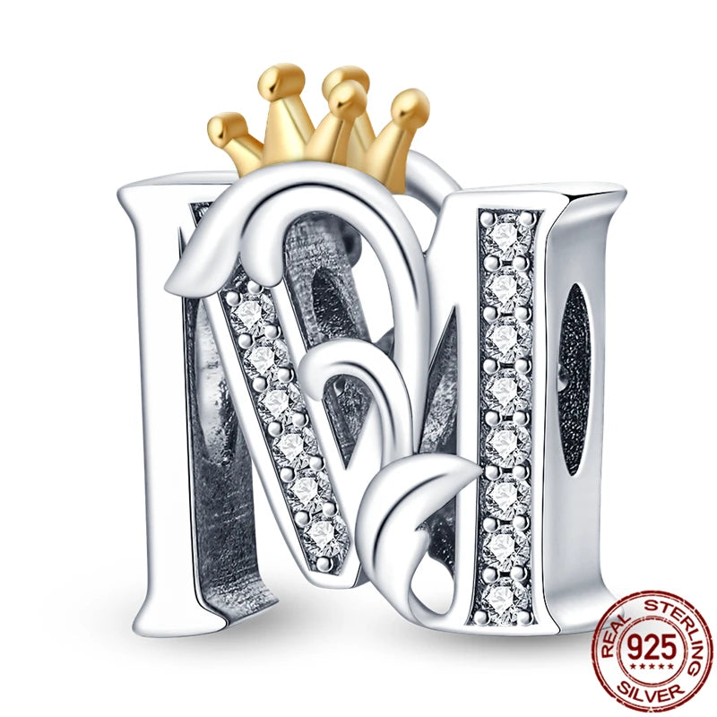 Charm letra A-Z en plata 925 – Abalorio inicial alfabeto para pulseras o collares tipo Pandora, joyería personalizada mujer