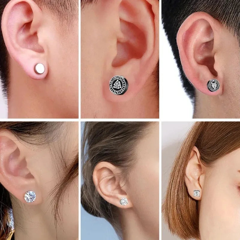 Pendientes Magnéticos de Cristal Unisex | Aros Punk con Zirconia | Joyería sin Perforación para Hombres y Mujeres