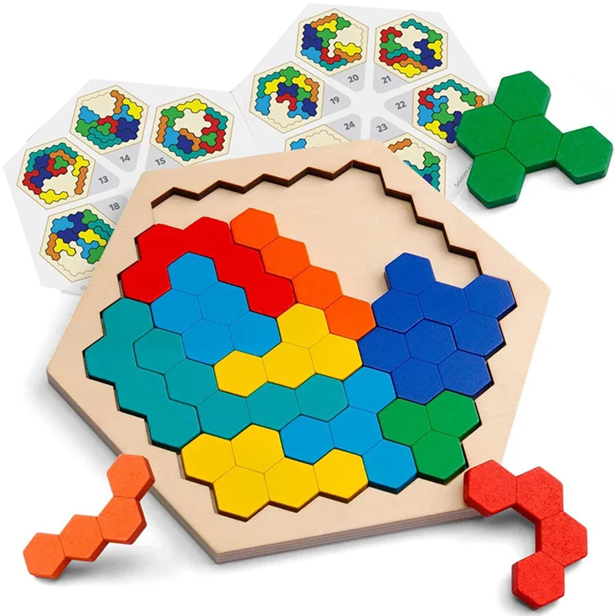 Rompecabezas Tangram de Madera – Juguete Educativo Montessori para Niños, Puzzle DIY de Aprendizaje y Entrenamiento Cognitivo