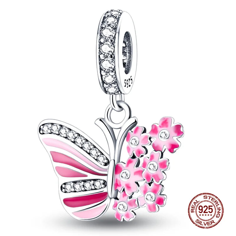 Charm Mariposa de Plata 925 | Dije para Pulsera o Collar 3mm Mujer Joyería Fina