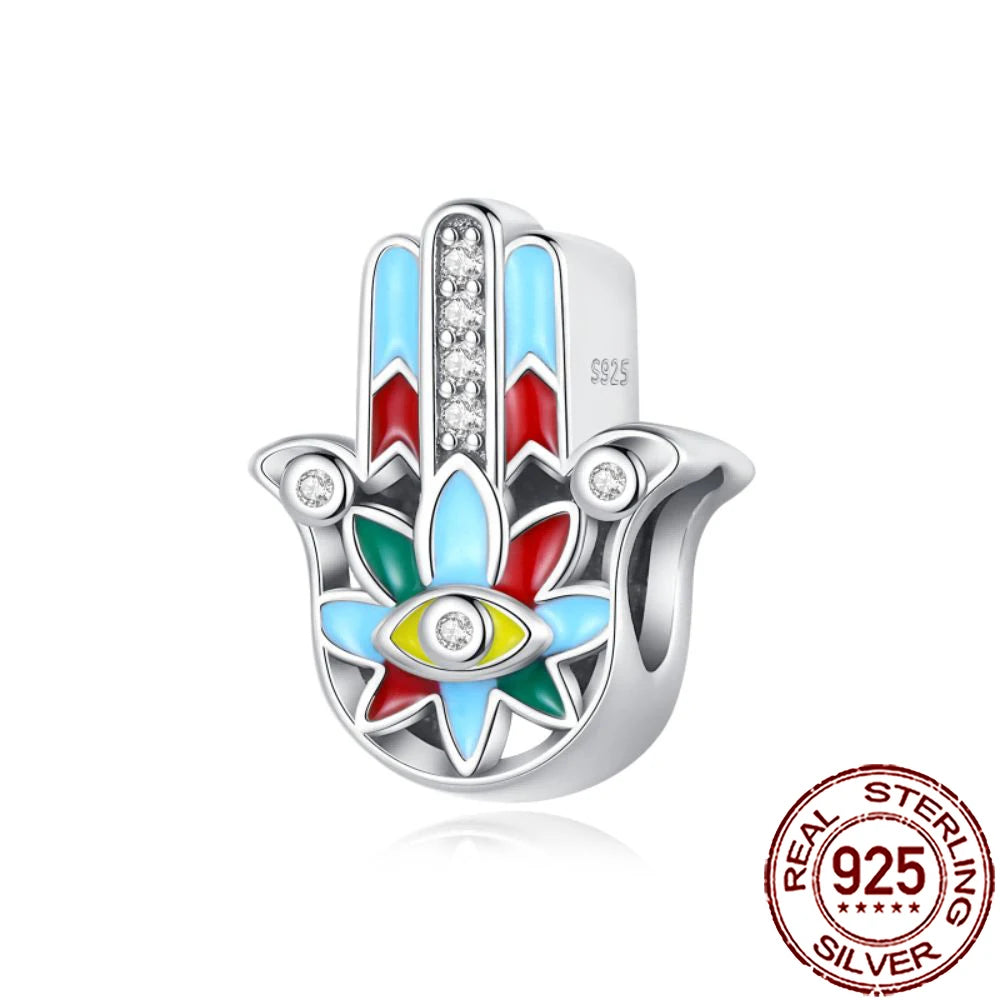 Charm Mano de Fátima con Ojo Todo lo Ve en plata 925 – Compatible Pandora, pulsera y collar mujer 2025