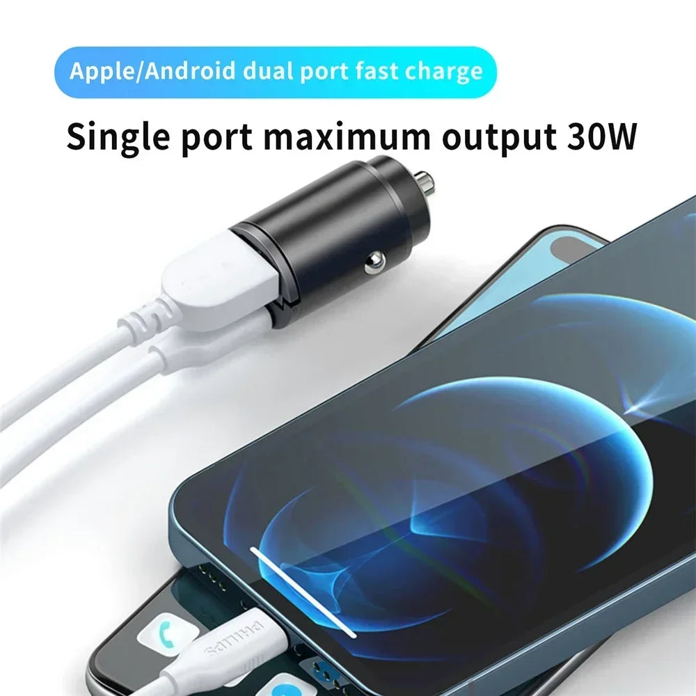 Cargador de Coche USB 200W – Carga Rápida PD QC3.0 Tipo C para iPhone, Samsung, Xiaomi, Huawei, Adaptador USB-C Quick Charge
