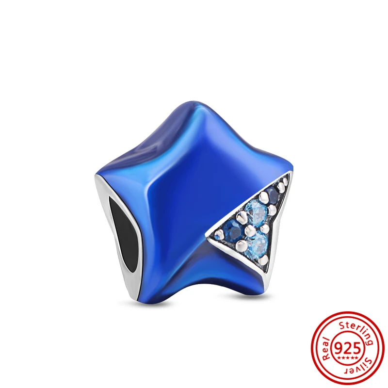 Charm Espacio y Galaxia en Plata 925 – Abalorios Astronauta, Planeta y Estrellas para Pulsera Original Mujer