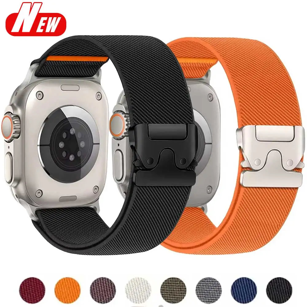 Correa de Nylon Trenzado Elástica para Apple Watch – Compatible Ultra 2, Series 10-6, SE (41mm-49mm)