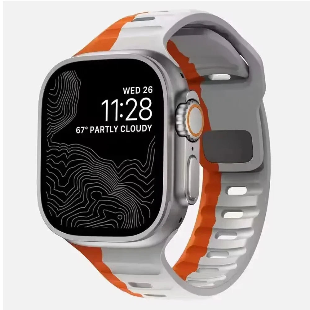 Correa de silicona suave para Apple Watch – Compatible Ultra 49mm y Series 8-3, SE (38mm-45mm)