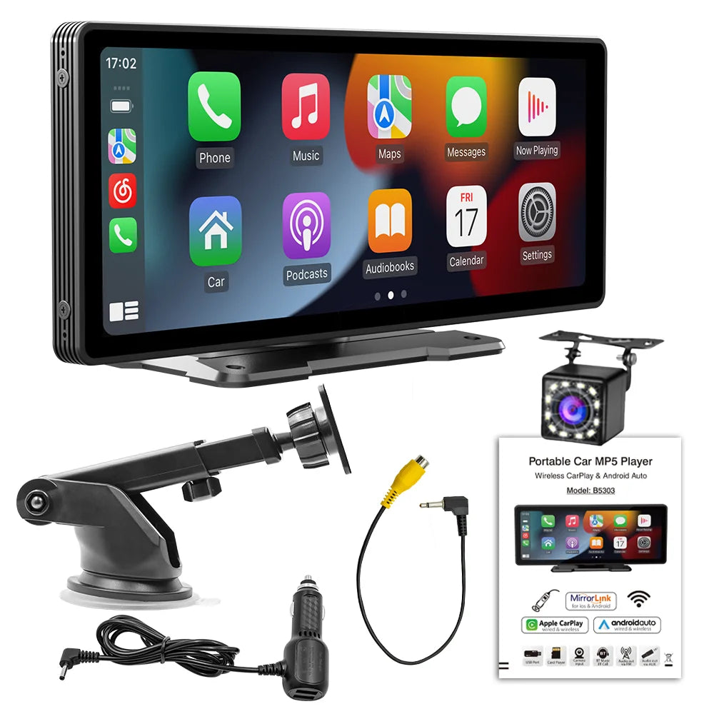 BQCC Radio Multimedia Universal 10.26” – Pantalla CarPlay Inalámbrico para Apple & Android con WIFI y Reproductor de Video