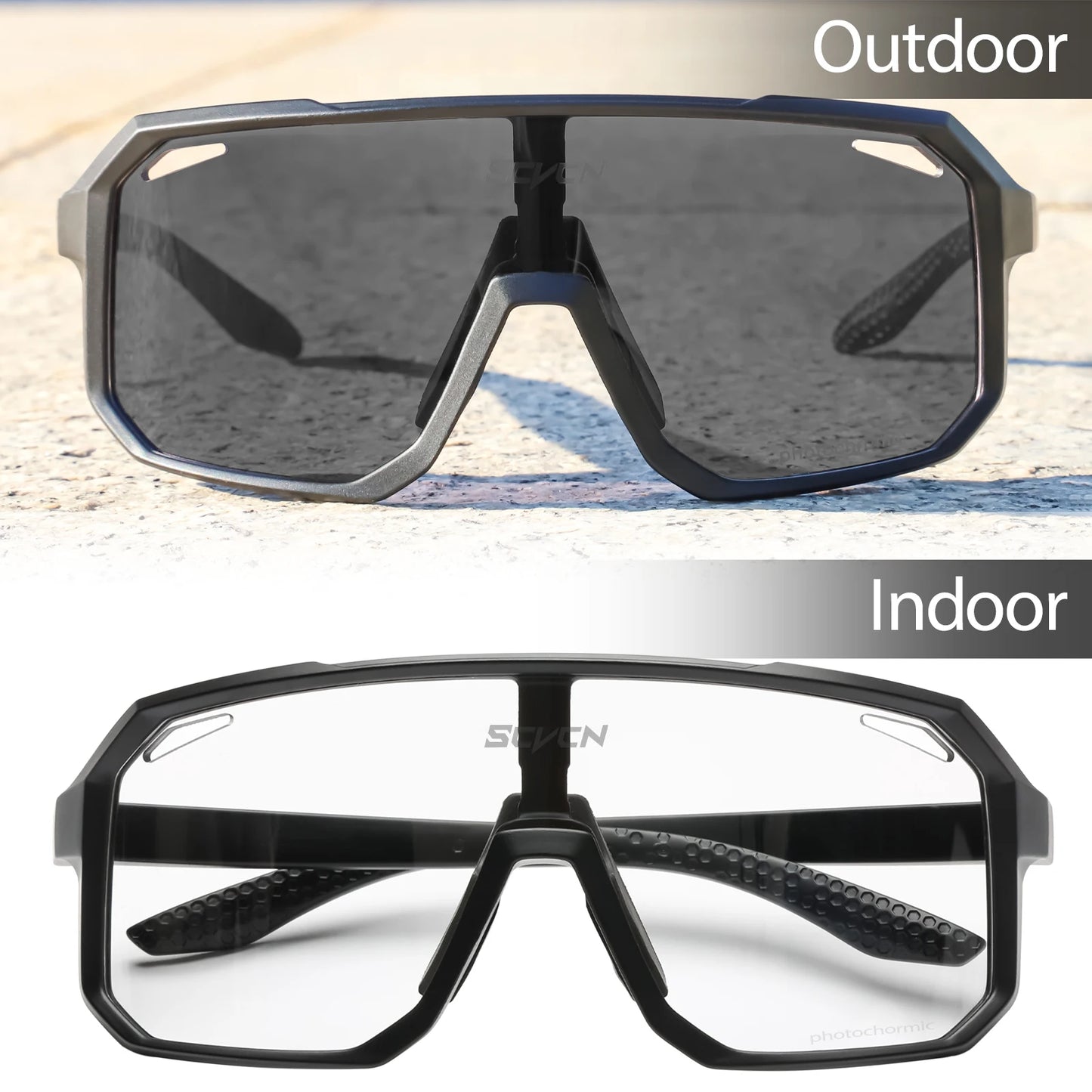 Gafas de Ciclismo SCVCN Fotocromáticas | Gafas Deportivas UV400 para Hombres MTB y Ruta