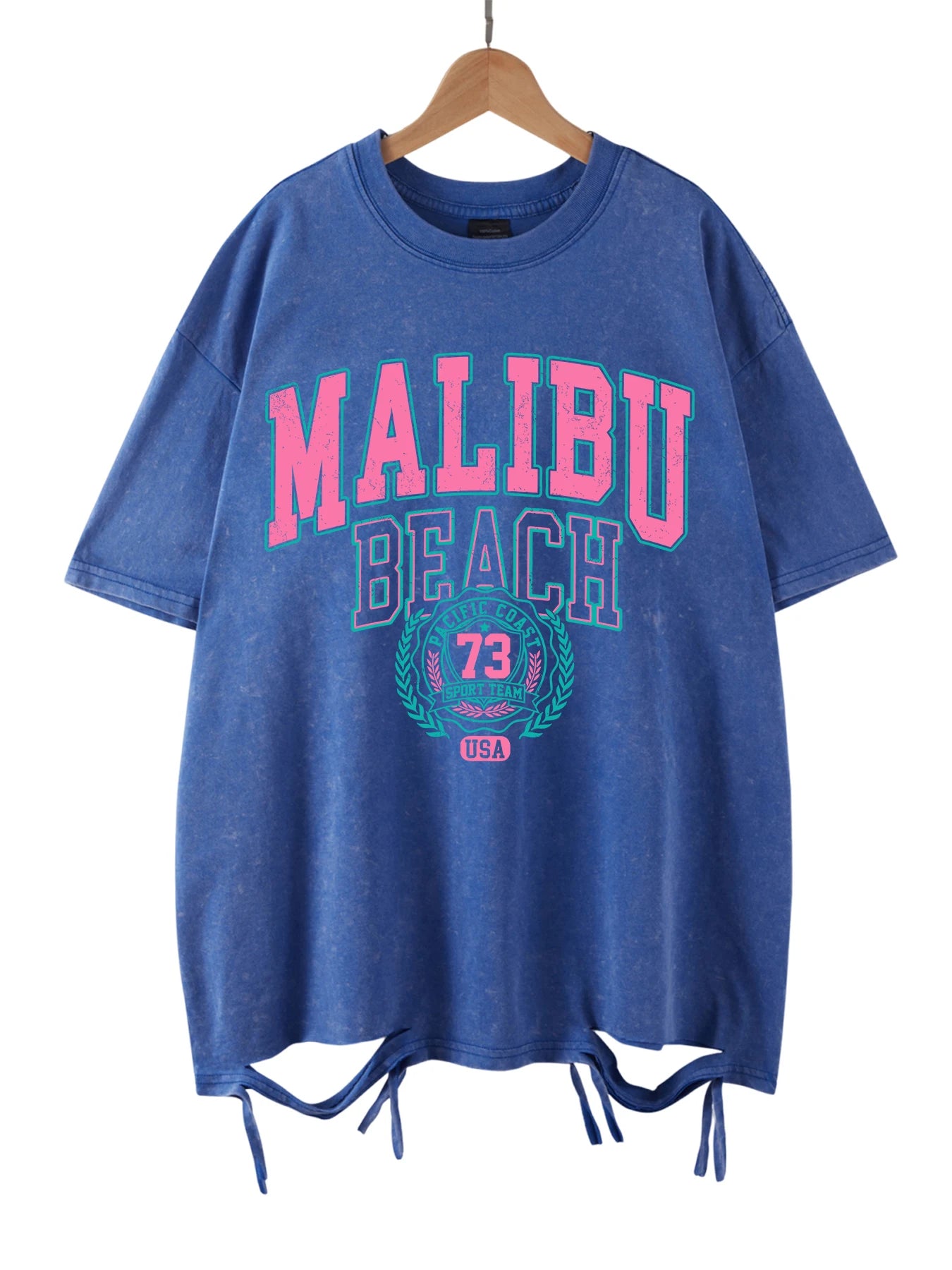 Camiseta Oversize Malibu Beach | T-Shirt Algodón Estampado Letras Estilo Lavado