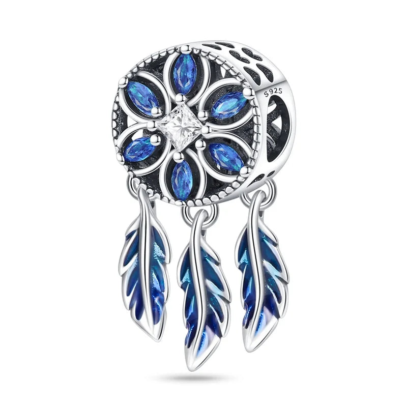 Charm Plata 925 Colgante Colorido Sol Luna Estrellas | Dije Compatible Pandora Pulsera y Collar Mujer