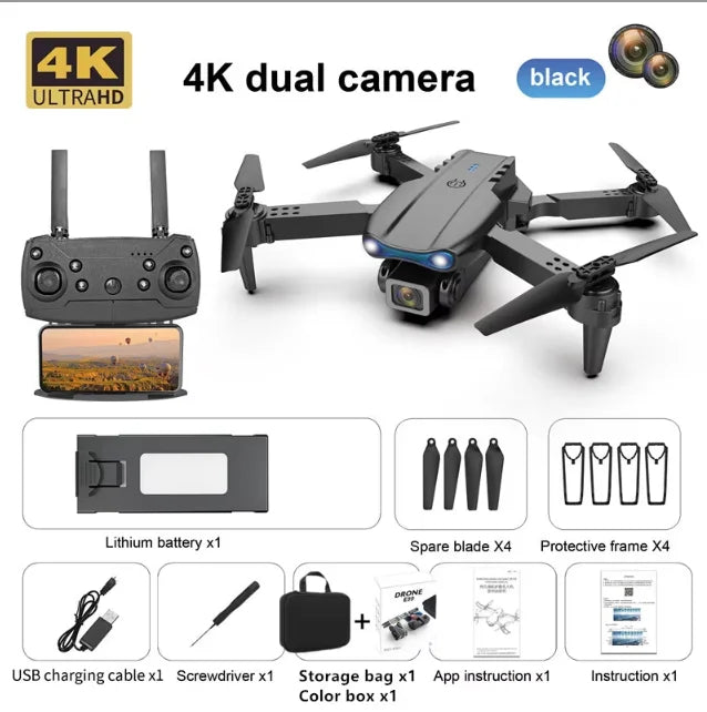 Drone KBDFA E88 Pro con Cámara 4K – Drone Plegable WiFi FPV, Gran Angular, Altura Estable y Control Remoto RC