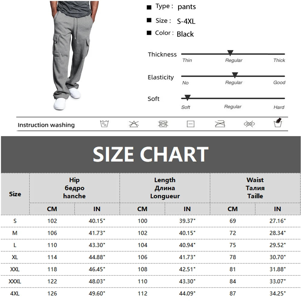 Pantalón Jogger Hombre Oversize | Sweatpants Deportivos Streetwear con Múltiples Bolsillos