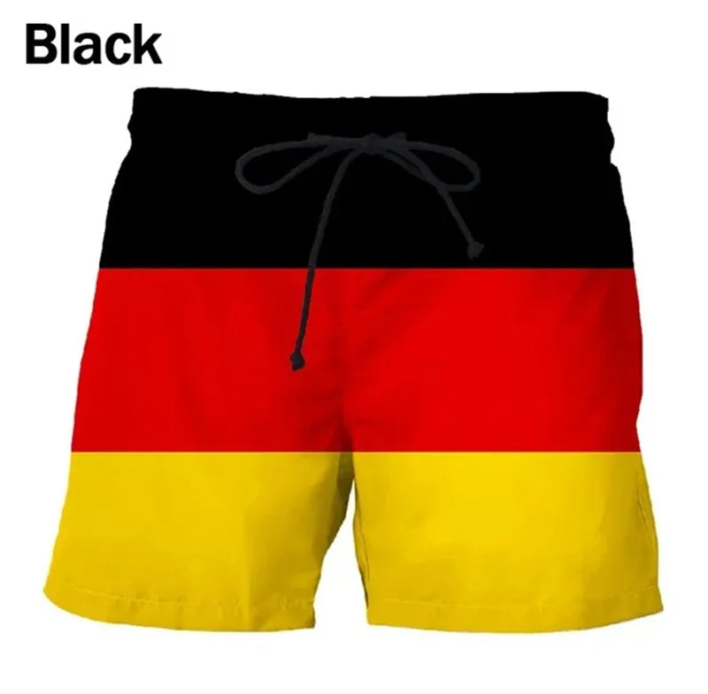 Shorts de Playa para Hombre 2025 con Estampado de Banderas Alemania, USA y UK – Bañador 3D Verano Transpirable y Moderno