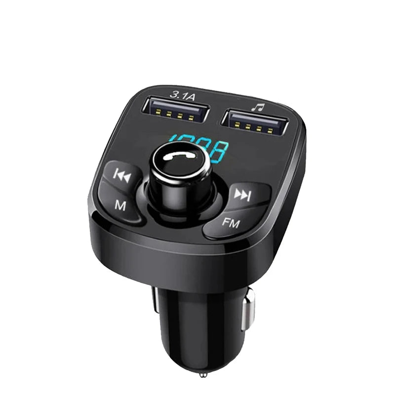 Transmisor FM Bluetooth 5.0 para Auto – Receptor de Audio Inalámbrico Manos Libres con Doble USB 3.1A+1.0A y Reproducción desde U-Disk
