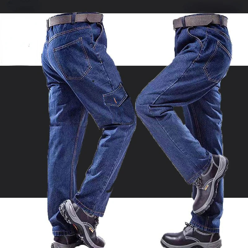 Pantalones Overol Hombre Trabajo | Workwear Denim Algodón Grueso Resistente con Bolsillos Múltiples